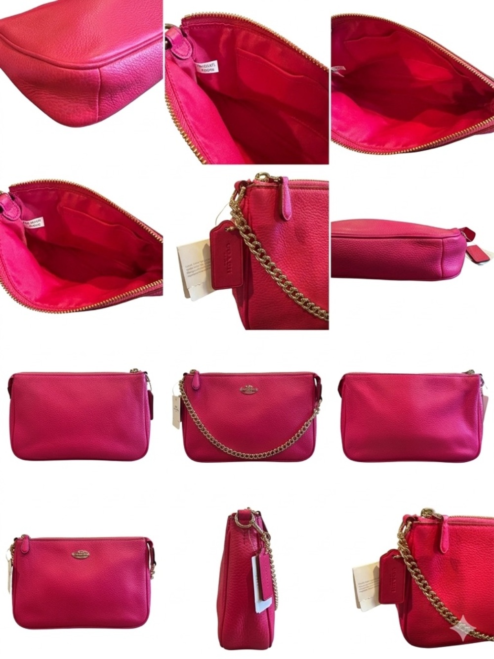 Coach Hot Pink Pebbled Leather Chain Wristlet - Picture 2 of 2